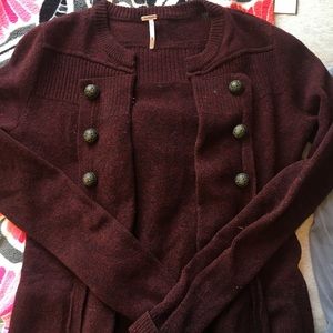 Free People Burgundy Sweater